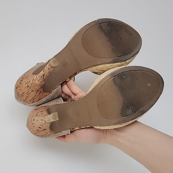 Anne Michelle Pink Viral Platform Peep Toe Wedge High Heels Pumps Cottage Core - Picture 9 of 9